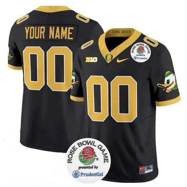 Mens Oregon Ducks Active Player Custom Black 2024 F.U.S.E. Rose Bowl Vapor Limited Stitched Football Jersey